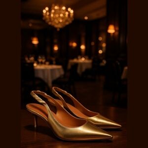 Elegant Gold Slingback Flats